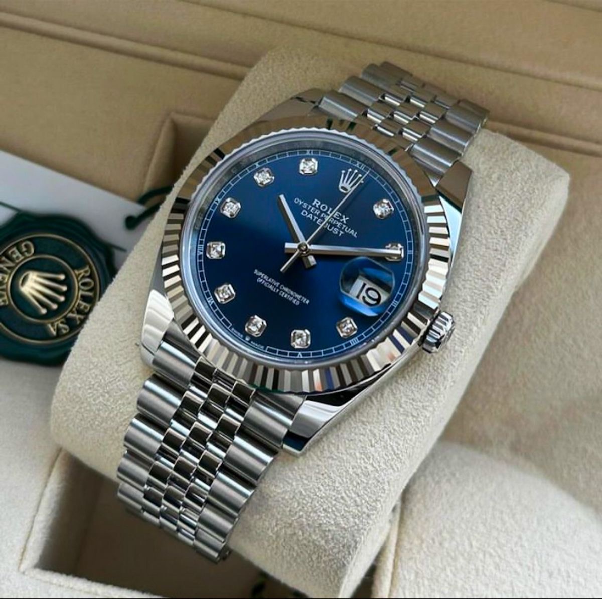 Rolex Royale Datejust - Cadran Bleu & Index Diamants — Acier Inoxydable Jubilee