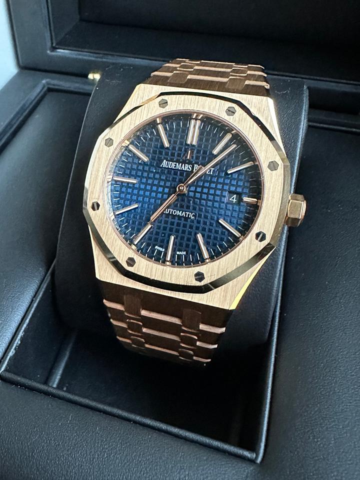 Audemars Octagon Rose Gold - Cadran Bleu Nuit — Acier Inoxydable Doré Rose