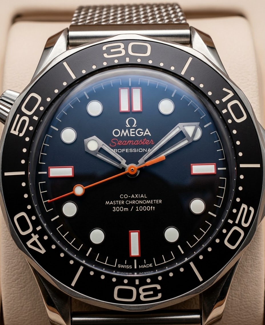 Omega Seamaster Professional 300M Noir — Bracelet acier milanais