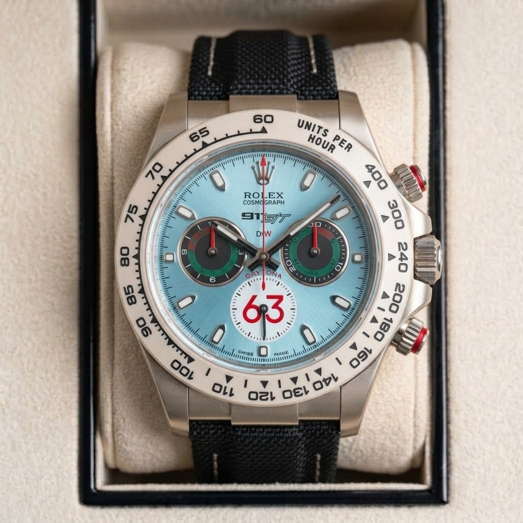 Rolex Daytona 911 GT Bleu Glacé — Tissu noir